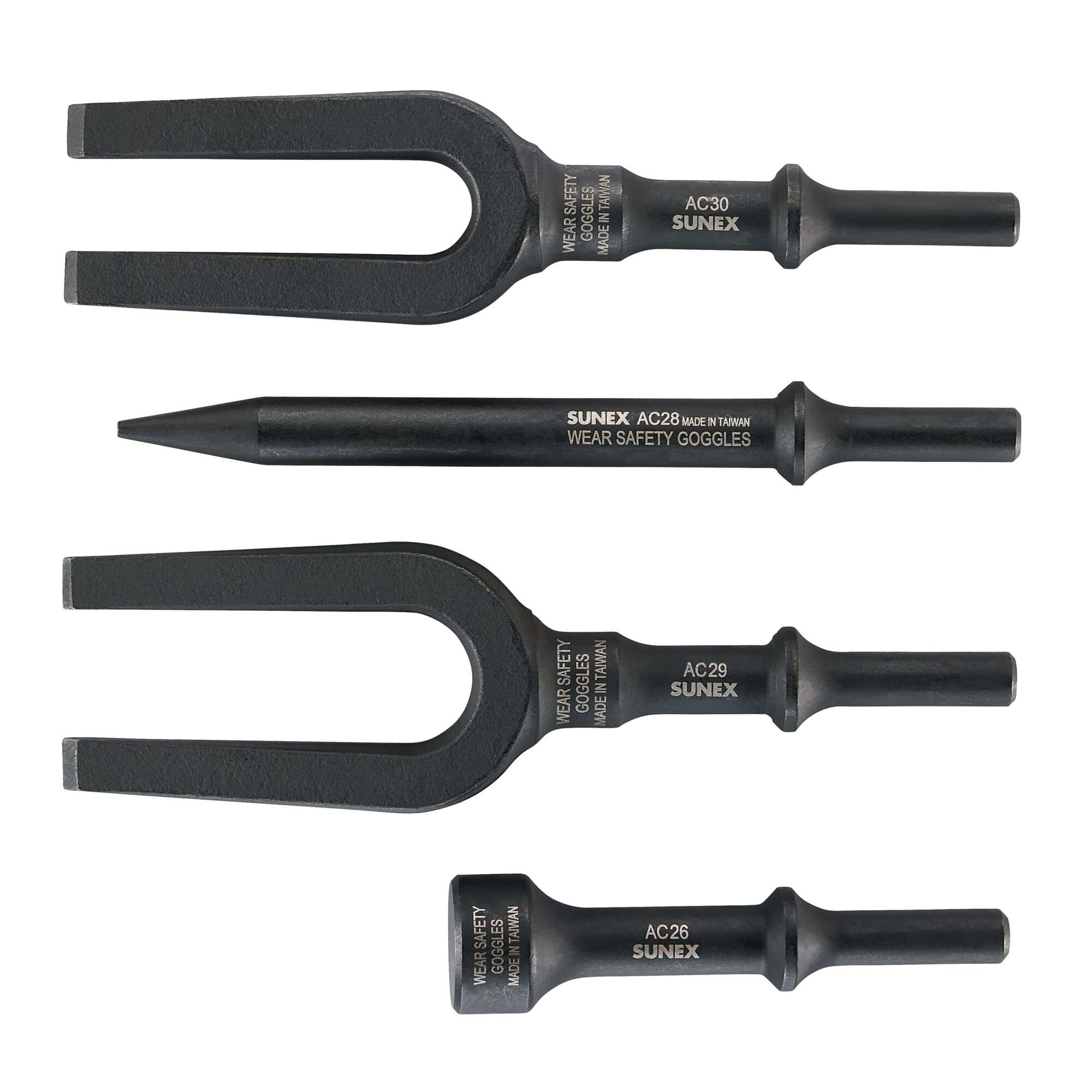 Sunex Tools Air Hammer Chisel Pneumatic Separator Set — 4-Piece, Black Oxide Finish, Model# ACS4